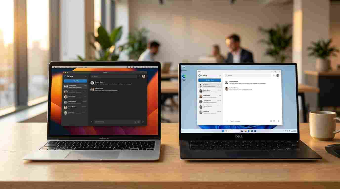 safew 桌面版在 Windows 与 Mac 操作系统下的界面设计差异对比。